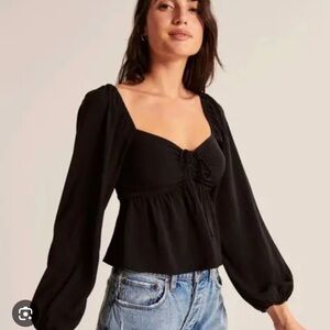 Abercrombie sweetheart tie-front long sleeve top